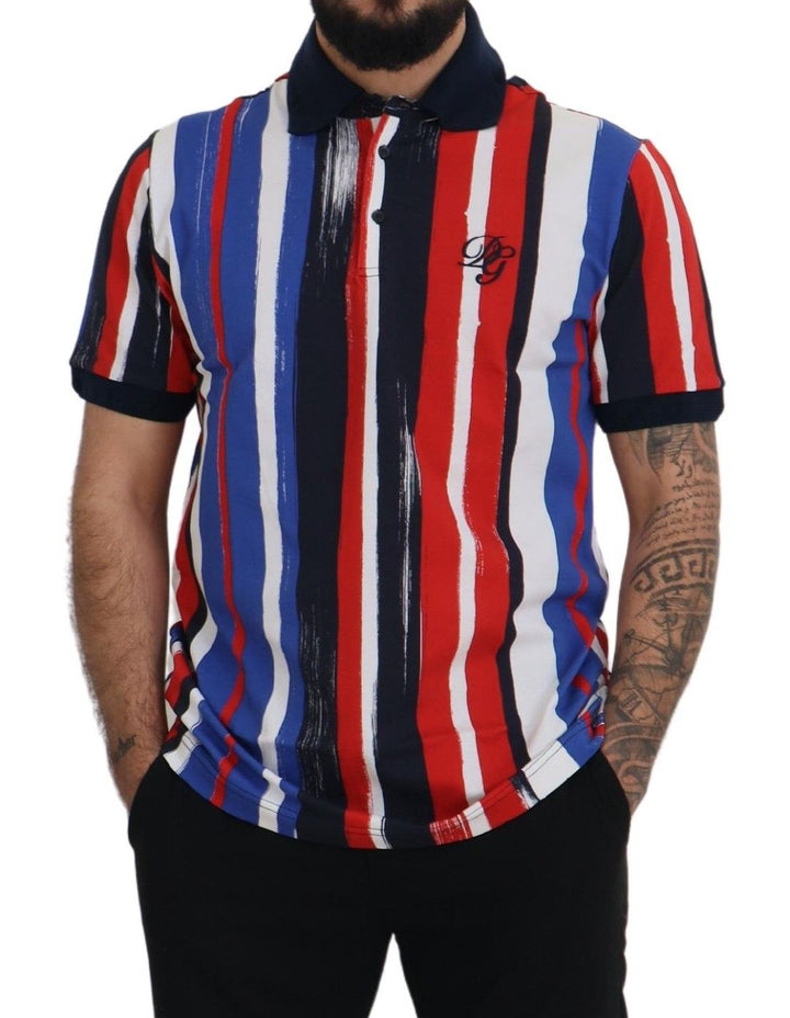 Elegant striped cotton polo T-shirt