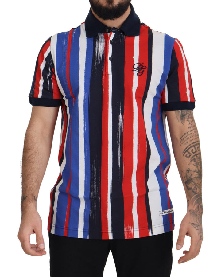 Elegant striped cotton polo T-shirt