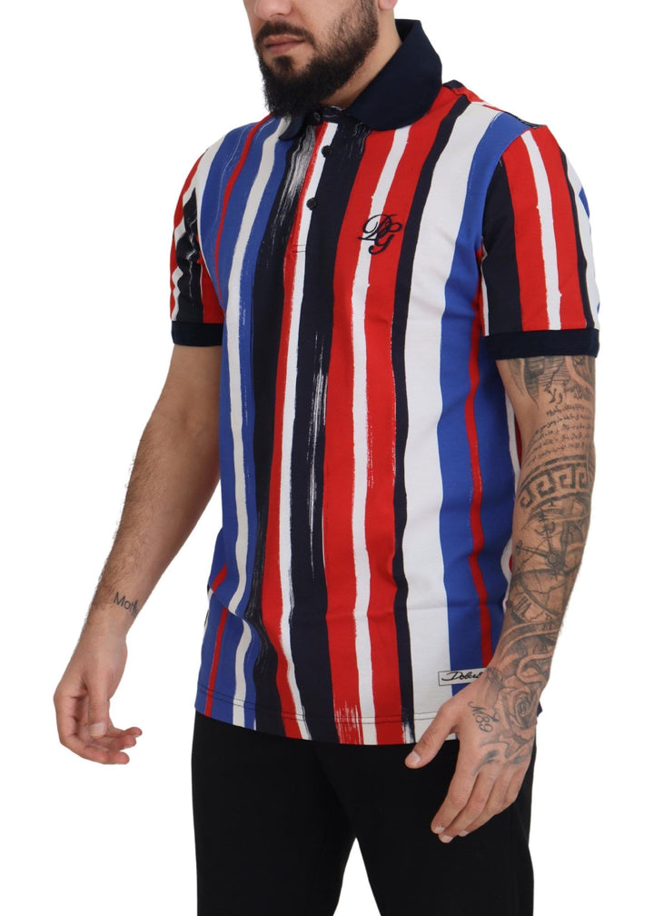Elegant striped cotton polo T-shirt