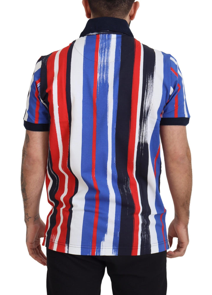 Elegant striped cotton polo T-shirt