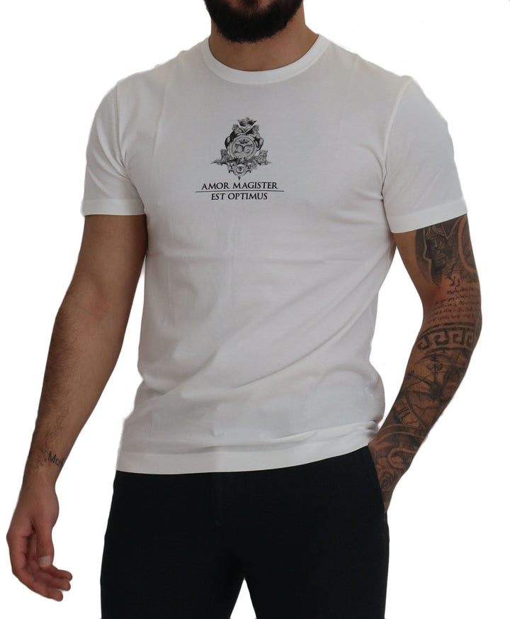 Weißes Logo-Baumwoll-T-Shirt von Amor Magister