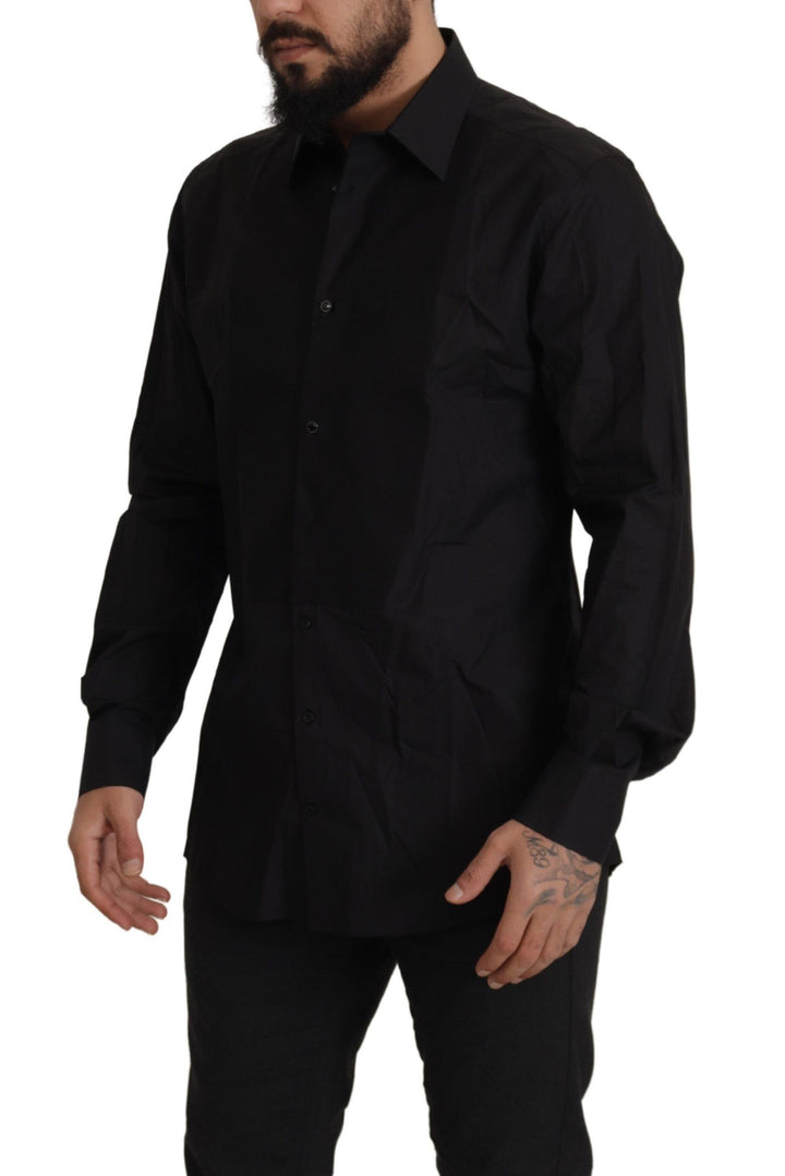Elegant black tuxedo shirt - Slim Fit