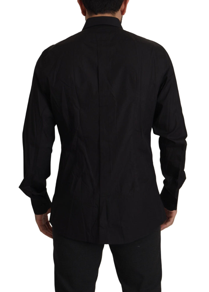 Elegant black tuxedo shirt - Slim Fit