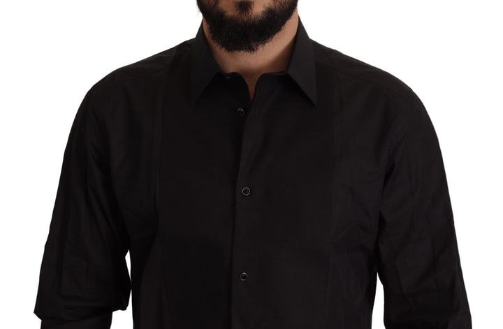 Elegant black tuxedo shirt - Slim Fit