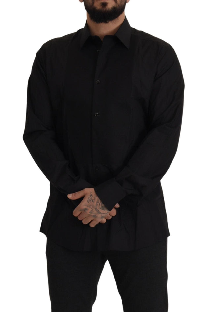 Elegant black tuxedo shirt - Slim Fit
