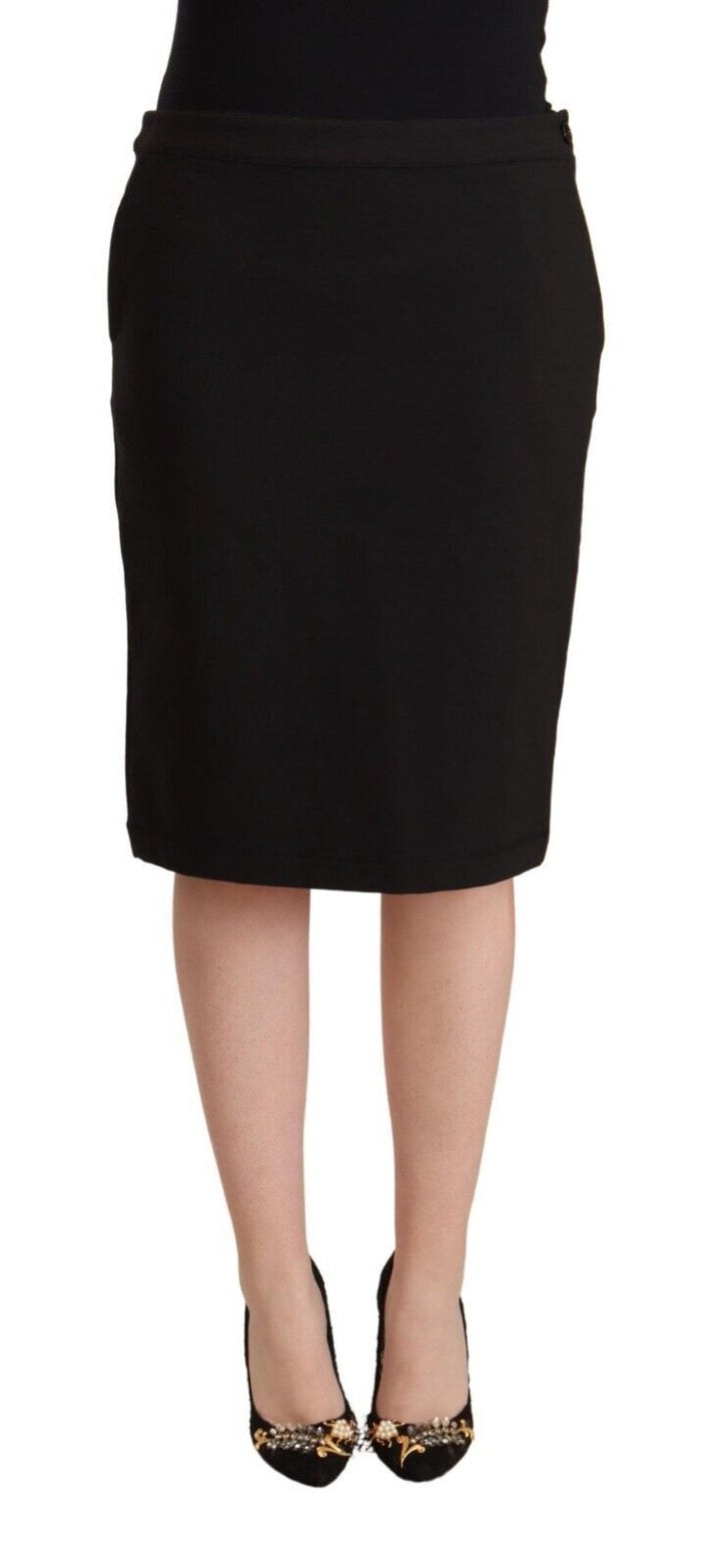 Chic black knee-length pencil skirt