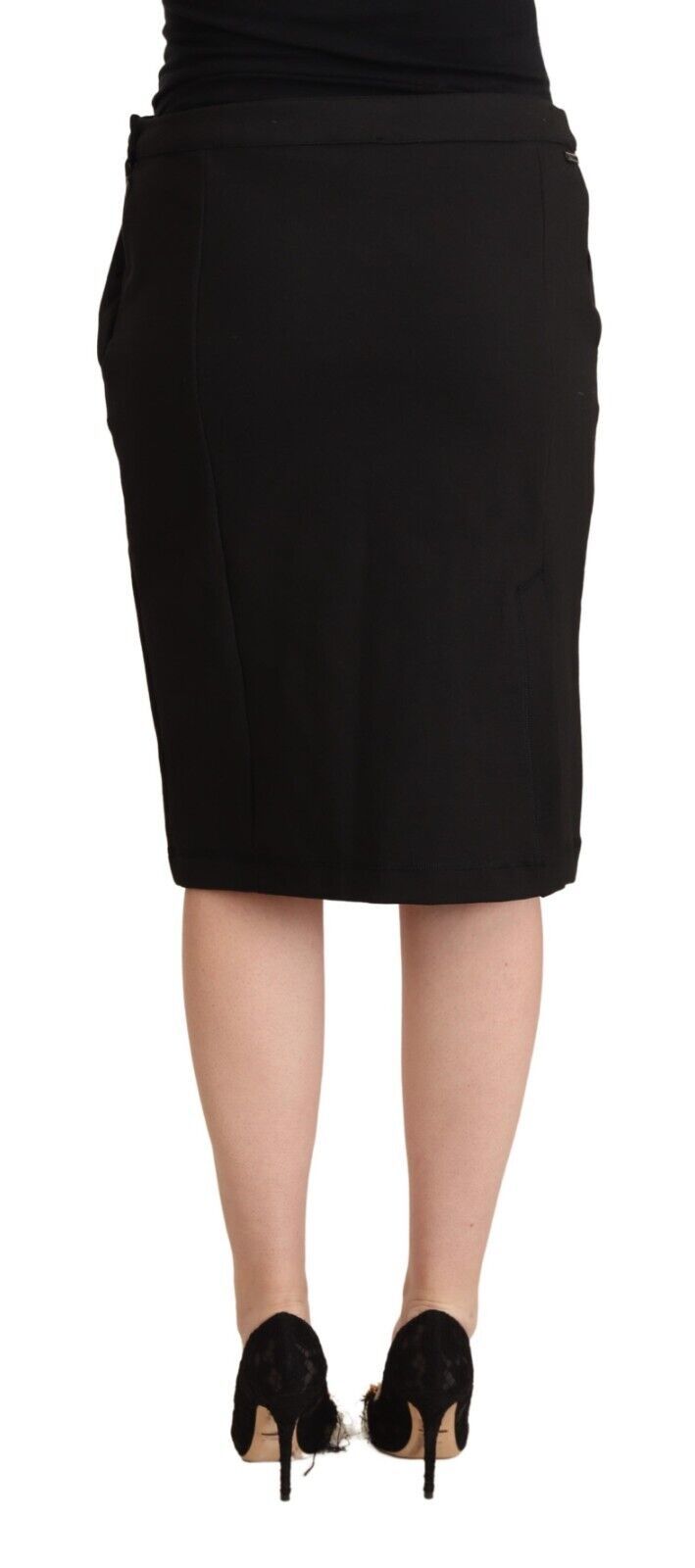 Chic black knee-length pencil skirt