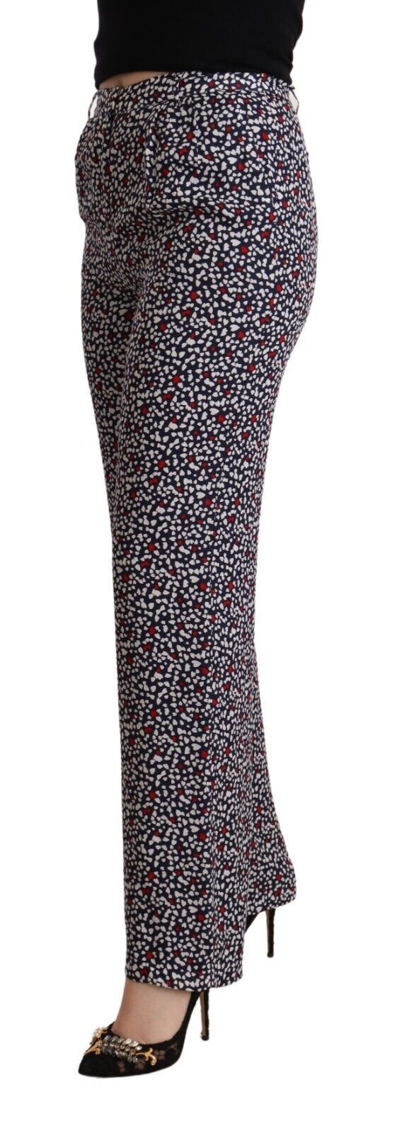 Schwarze bedruckte Straight Pants mit hoher Taille