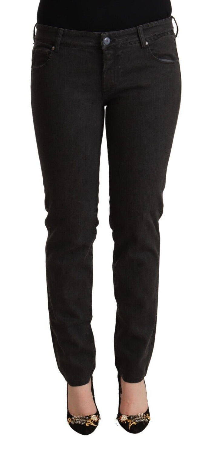 Schwarze Skinny-Jeans aus Baumwoll-Denim mit niedriger Taille
