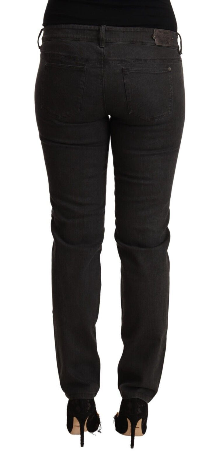Schwarze Skinny-Jeans aus Baumwoll-Denim mit niedriger Taille