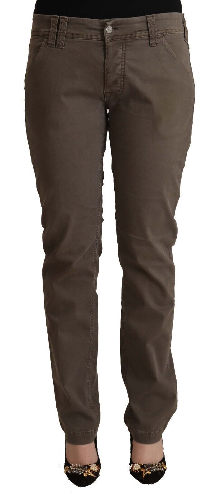 Braun Baumwolle Niedrige Taille Skinny Casual Jeans