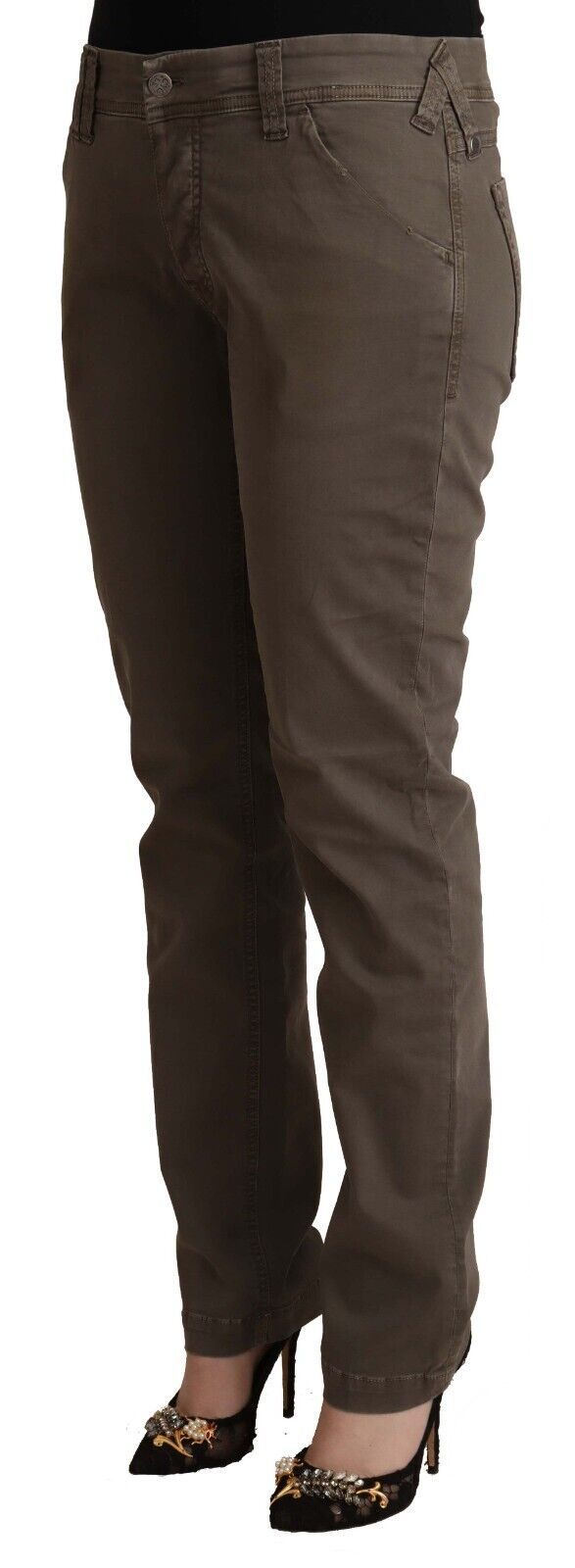Braun Baumwolle Niedrige Taille Skinny Casual Jeans
