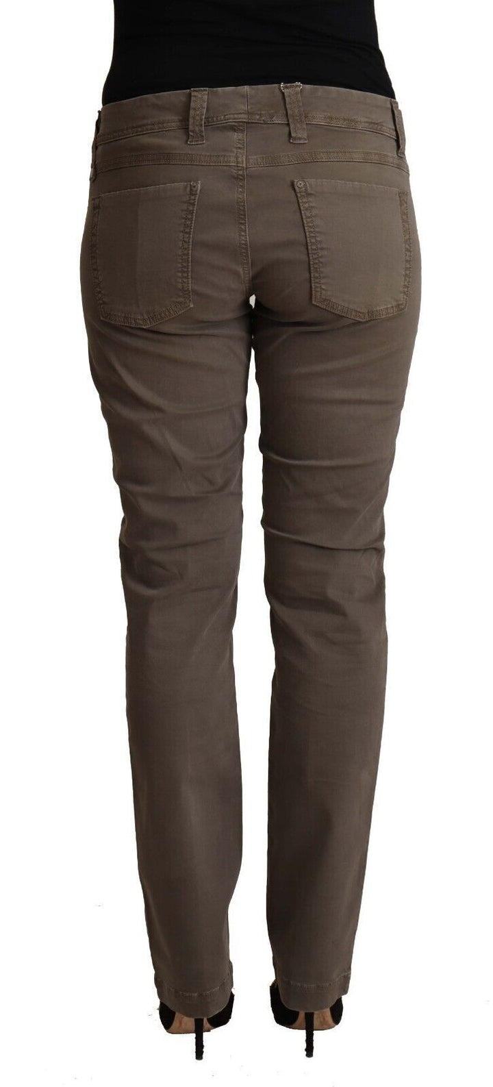 Braun Baumwolle Niedrige Taille Skinny Casual Jeans