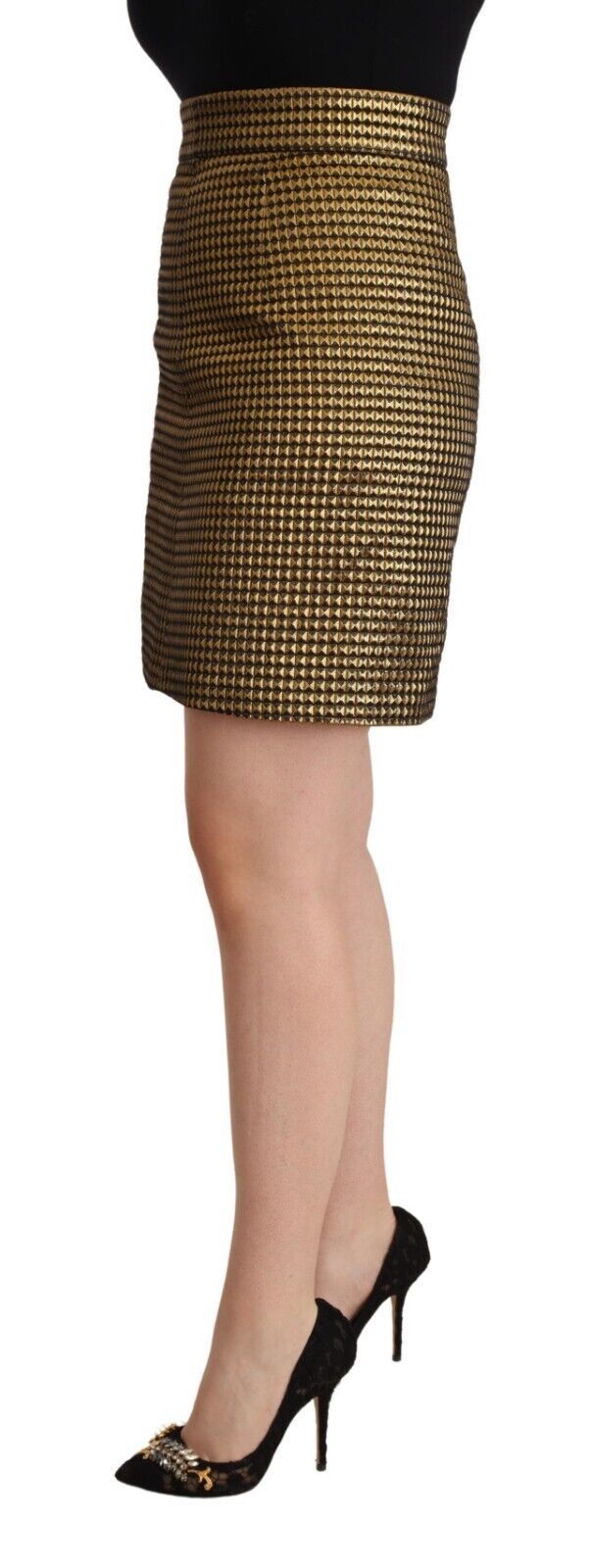 Elegant high-waisted skirt in gold and black