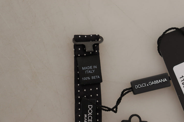 Schwarz Weiß Polka Dot Verstellbare Hals Papillon Fliege