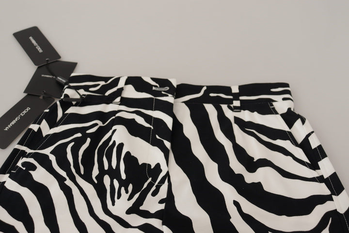 Schwarz Weiß Baumwolle Stretch Hot Pants Shorts