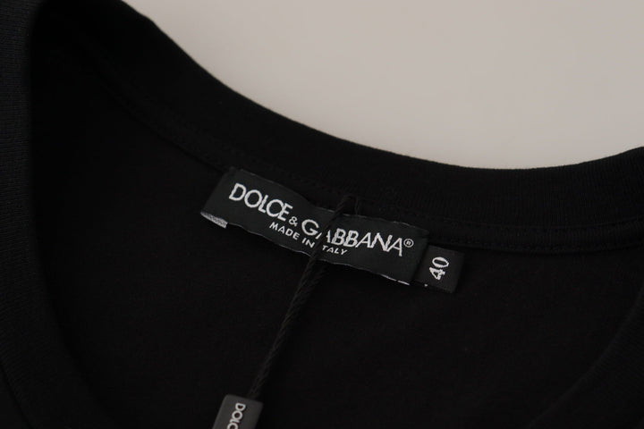 Chic black logo cotton t-shirt for women