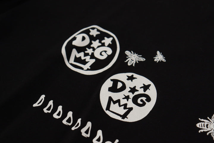 Chic black logo cotton t-shirt for women