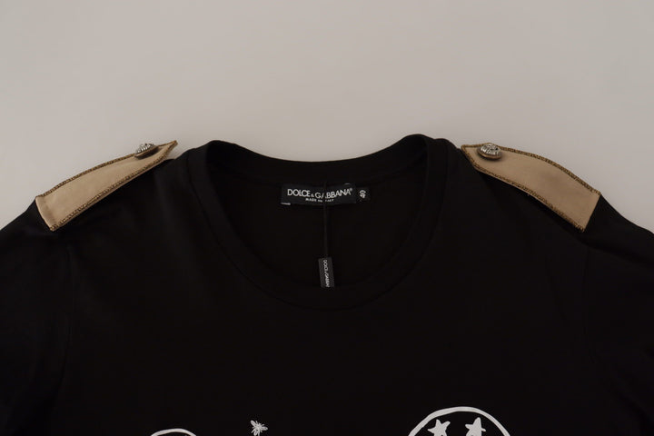 Chic black logo cotton t-shirt for women