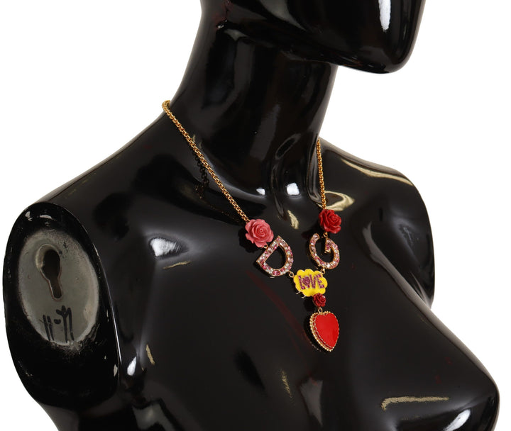 Gold Rose Love Crystal Charm Kette Halskette