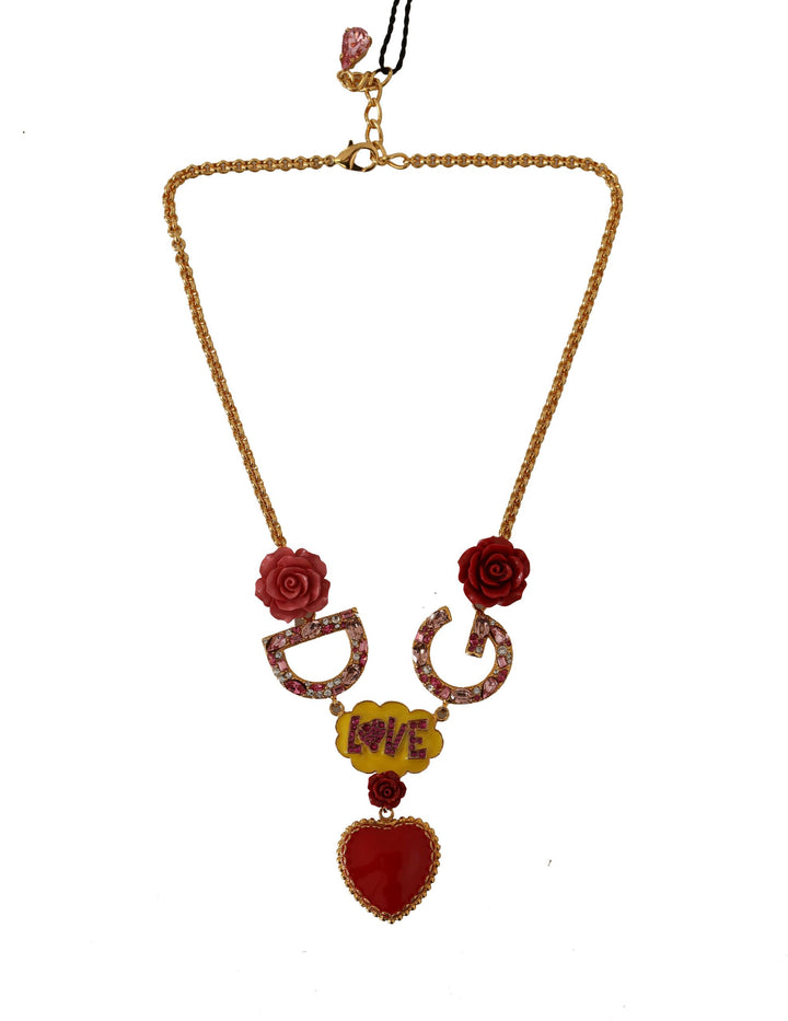 Gold Rose Love Crystal Charm Kette Halskette