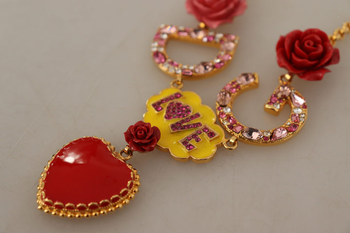 Gold Rose Love Crystal Charm Kette Halskette
