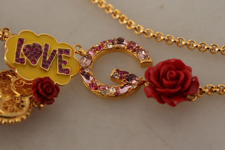 Gold Rose Love Crystal Charm Kette Halskette