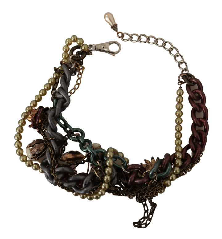 Goldmessing Sizilien Floral Kristall Statement Halskette