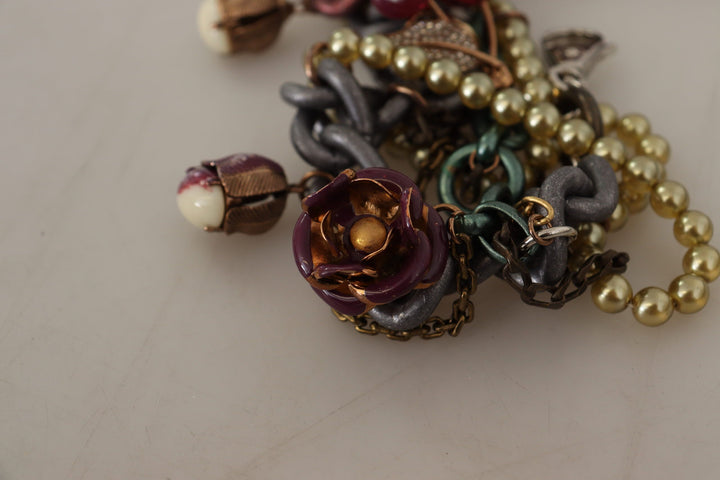 Goldmessing Sizilien Floral Kristall Statement Halskette