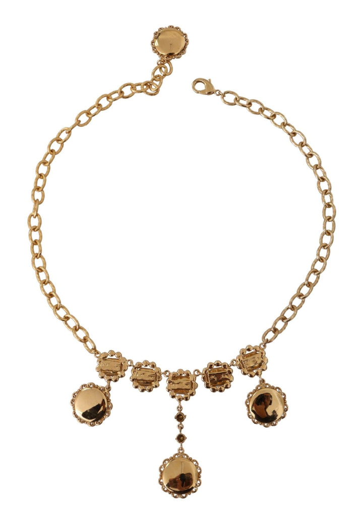 Gold Uhr Statement Kristallkette Halskette