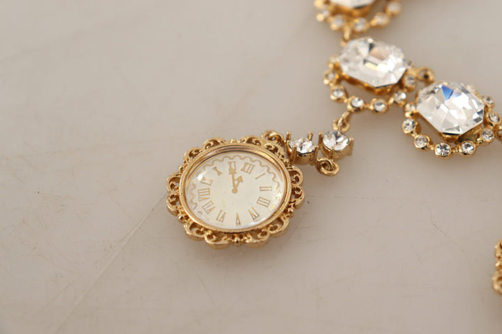 Gold Uhr Statement Kristallkette Halskette