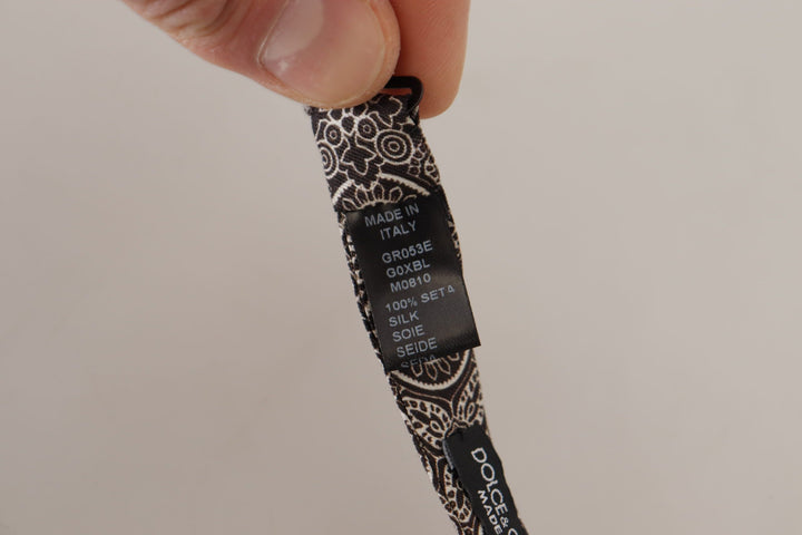 Schwarz weiß 100% Seide Verstellbare Papillon Krawatte