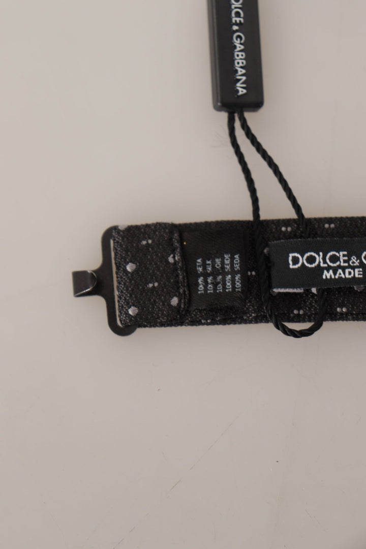 Graue gepunktete Papillon-Krawatte aus 100% Seide