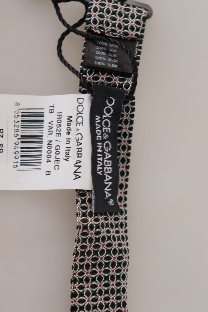 Schwarz Weiß Blumenmuster Seidenhalskrawatte Papillon