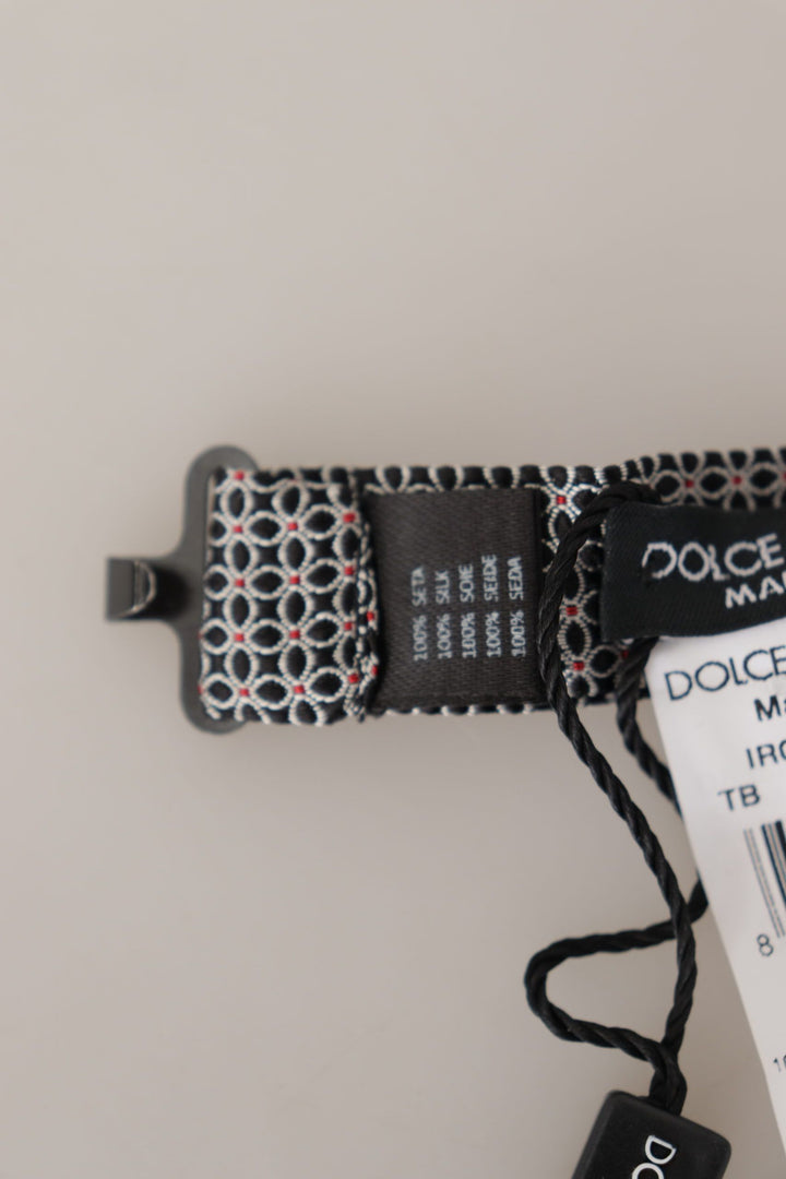 Schwarz Weiß Blumenmuster Seidenhalskrawatte Papillon