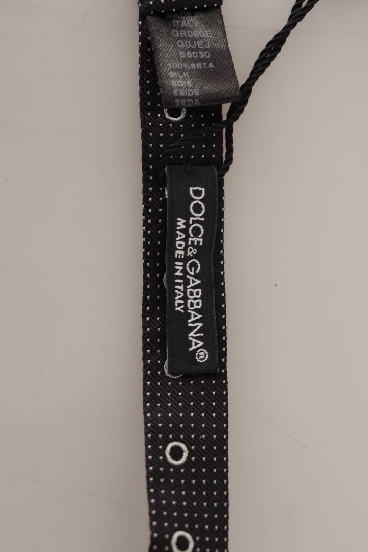 Schwarz-Weiß gepunktet 100% Seide Hals Papillon Krawatte