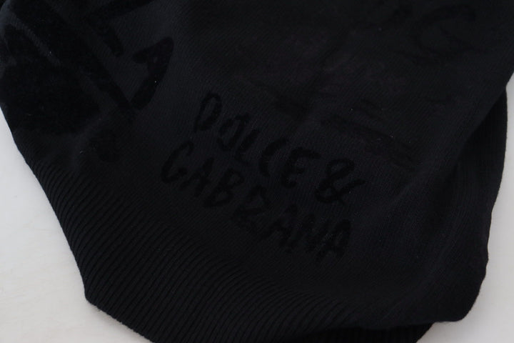 Elegant black logo wool sweater