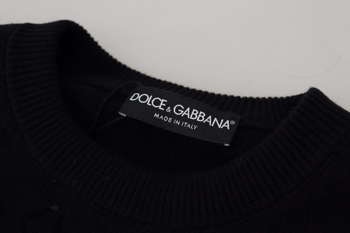 Elegant black logo wool sweater