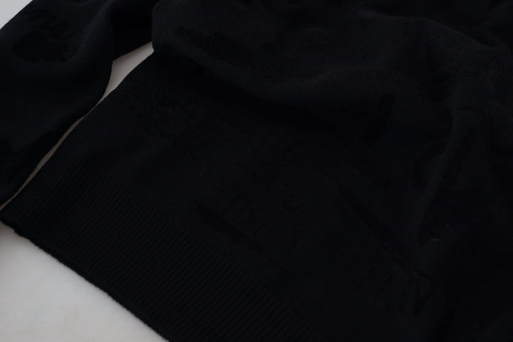 Elegant black logo wool sweater