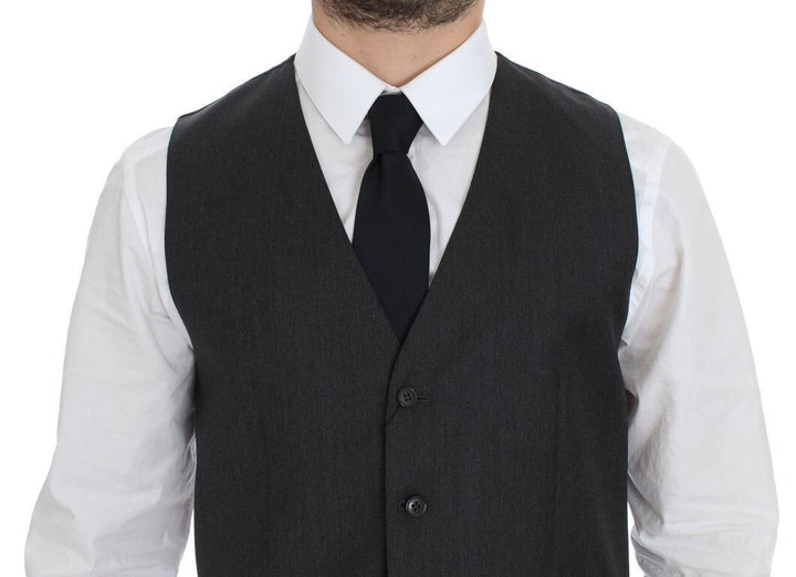 Elegant grey wool waistcoat for formal occasions