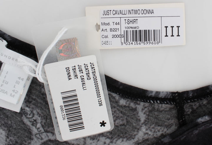 Graues Leopard Modal T-Shirt Bluse Top