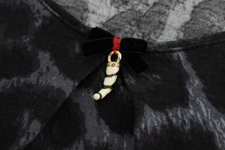 Graues Leopard Modal T-Shirt Bluse Top