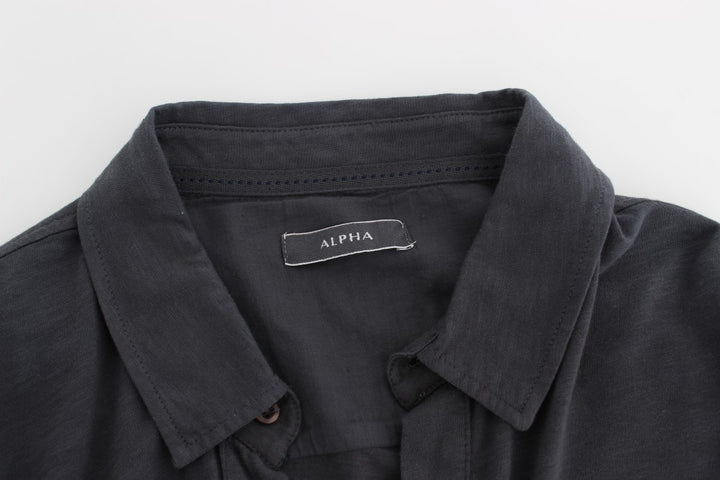 Graues Baumwollhemd mit Knopfleiste