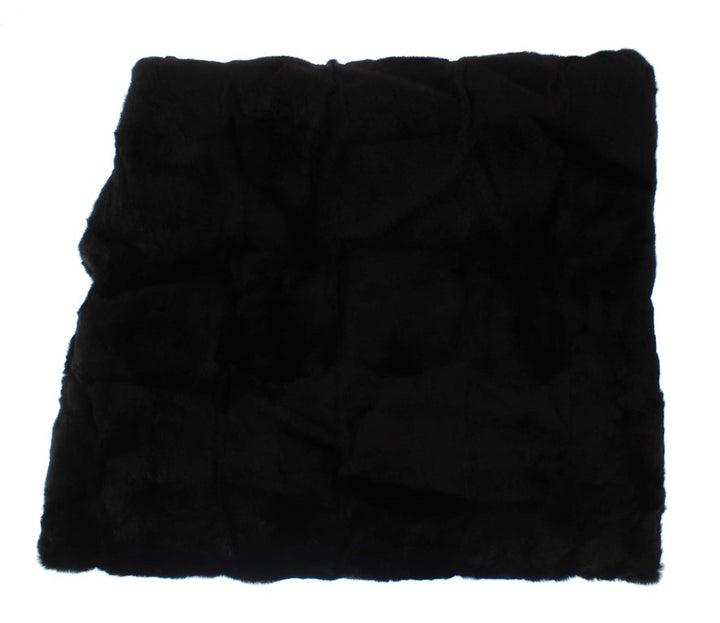 Chic black weasel fur hooded scarf wrap