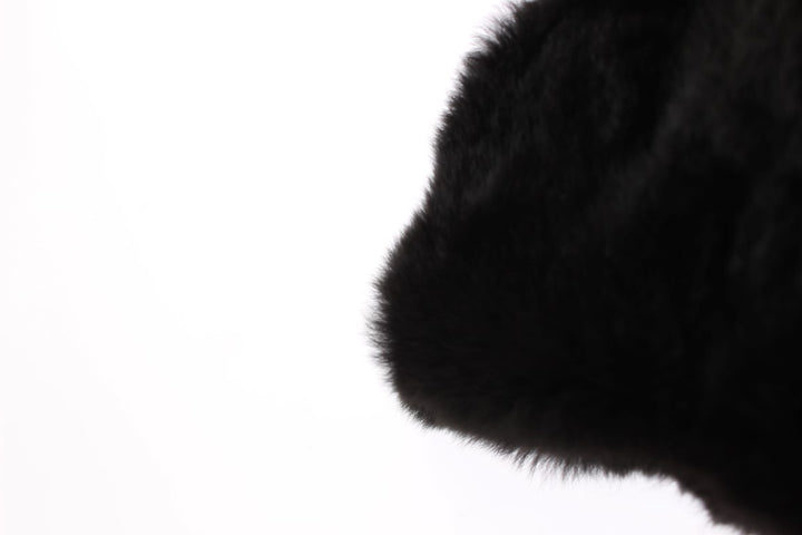 Chic black weasel fur hooded scarf wrap