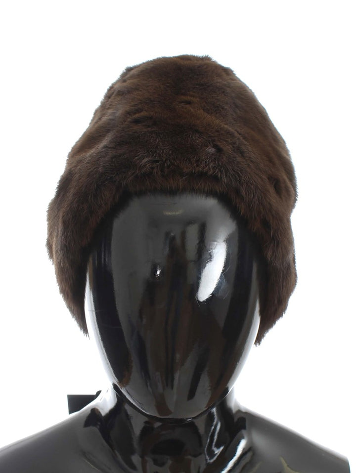 Braunes Wieselpelz Damen Kaschmirmütze Beanie