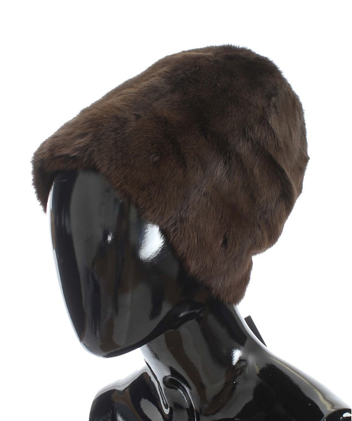 Braunes Wieselpelz Damen Kaschmirmütze Beanie