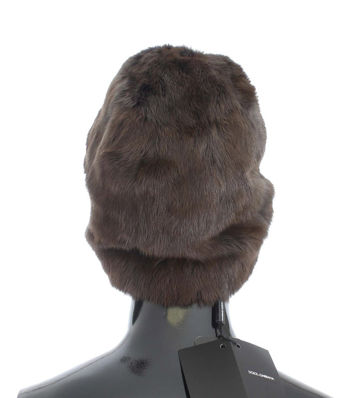 Braunes Wieselpelz Damen Kaschmirmütze Beanie
