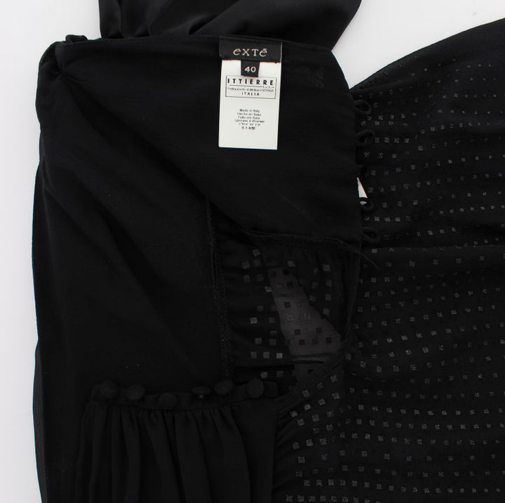 Elegant black evening wrap top blouse