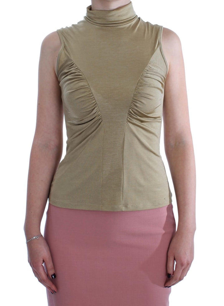 Glamorous gold turtleneck vest top